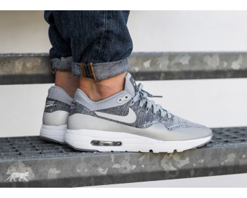 Nike Air Max 1 Ultra Flyknit Wolf Grau Weiß Schuhe 843384-001 Unisex