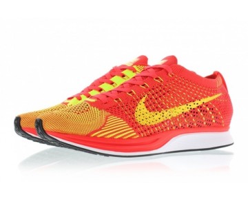 526628-601 Herren Schuhe Nike Flyknit Racer Bright Crimson/Volt