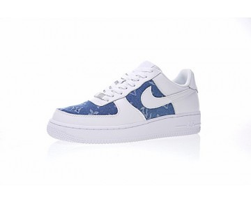L.Vx Supreme X Nike Air Force 1 923089-600 Schuhe Denim Blau Weiß Unisex