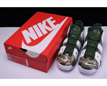 Weiß Grün Camo 921948-602 Unisex Schuhe Bape X Nike Air More Uptempo Og
