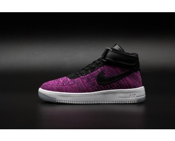 Schwarz Lila Schuhe Nike Air Force 1 Flyknit Damen