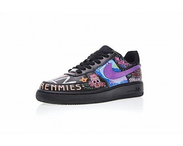 Unisex 923092-100 Edc A$Ap Rocky Vlone X Nike Air Force 1 Low Rock And Roll Schwarz Graffiti Schuhe