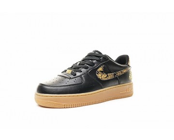 Schuhe Nike Air Force 1 Low Premium Lunar New Year Id Basketball Embroidery Schwarz Gold 919729-992 Unisex
