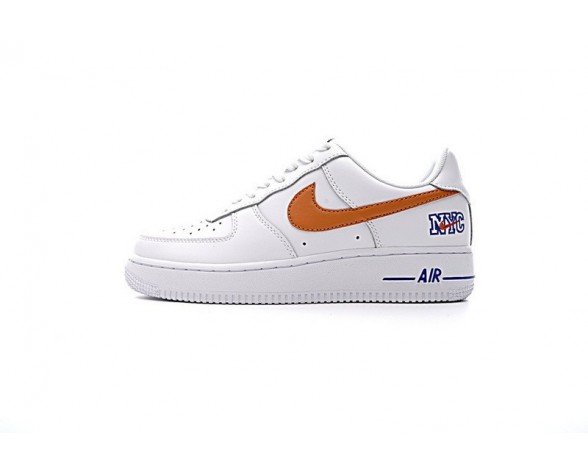 Nike Air Force 1 Unisex Schuhe Weiß Orange Blau 722241-844