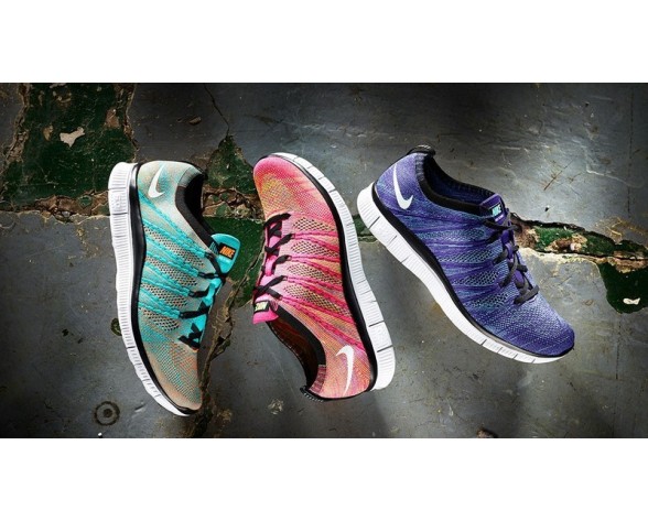 Nike Free Flyknit 5.0 Nsw Damen Schuhe 599459-600 Rosa Flash/Weiß-Volt-Bl Glow