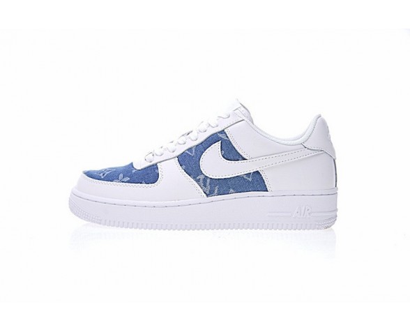 L.Vx Supreme X Nike Air Force 1 923089-600 Schuhe Denim Blau Weiß Unisex