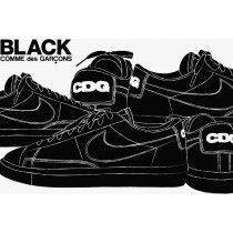 Black Comme Des Garcons X Nike Blazer High Sp Unisex 704571-001 Schwarz/Schwarz Schuhe