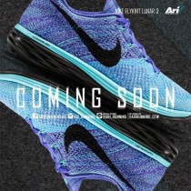 698182-402 Blau/Lila/Schwarz Schuhe Nike  Nike Flyknit Lunar3 Damen