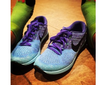 698182-402 Blau/Lila/Schwarz Schuhe Nike  Nike Flyknit Lunar3 Damen