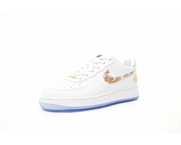 919729-992 Schuhe Nike Air Force 1 Low Premium Lunar New Year Id Unisex Peony Embroidery Weiß Gold