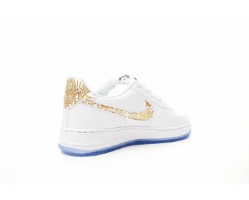 919729-992 Schuhe Nike Air Force 1 Low Premium Lunar New Year Id Unisex Peony Embroidery Weiß Gold