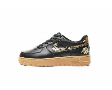 Schuhe Nike Air Force 1 Low Premium Lunar New Year Id Basketball Embroidery Schwarz Gold 919729-992 Unisex