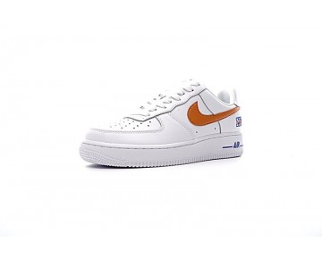 Nike Air Force 1 Unisex Schuhe Weiß Orange Blau 722241-844
