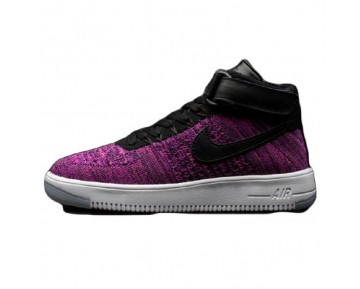 Schwarz Lila Schuhe Nike Air Force 1 Flyknit Damen