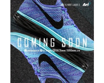 698182-402 Blau/Lila/Schwarz Schuhe Nike  Nike Flyknit Lunar3 Damen