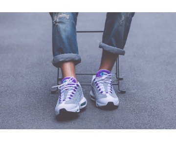 Weiß/Court Lila-Emerald Grün-Wolf Grau Nike Wmns Air Max 95 307960-101 Unisex Schuhe