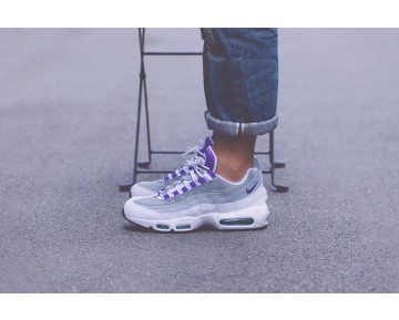 Weiß/Court Lila-Emerald Grün-Wolf Grau Nike Wmns Air Max 95 307960-101 Unisex Schuhe